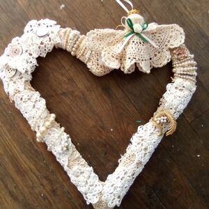Handcrafted Lace Heart Wreath